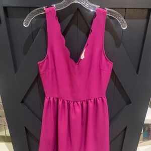 Everly Fuchsia Scallop Neck Dress